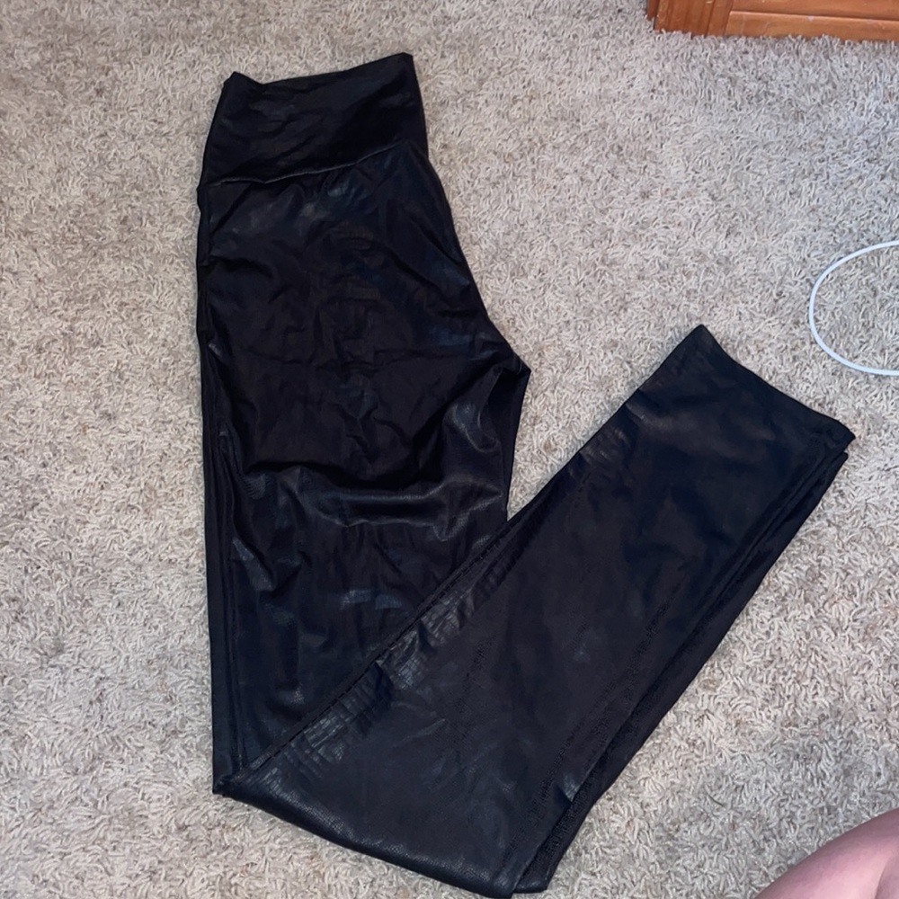 Faux leather snake skin leggings
